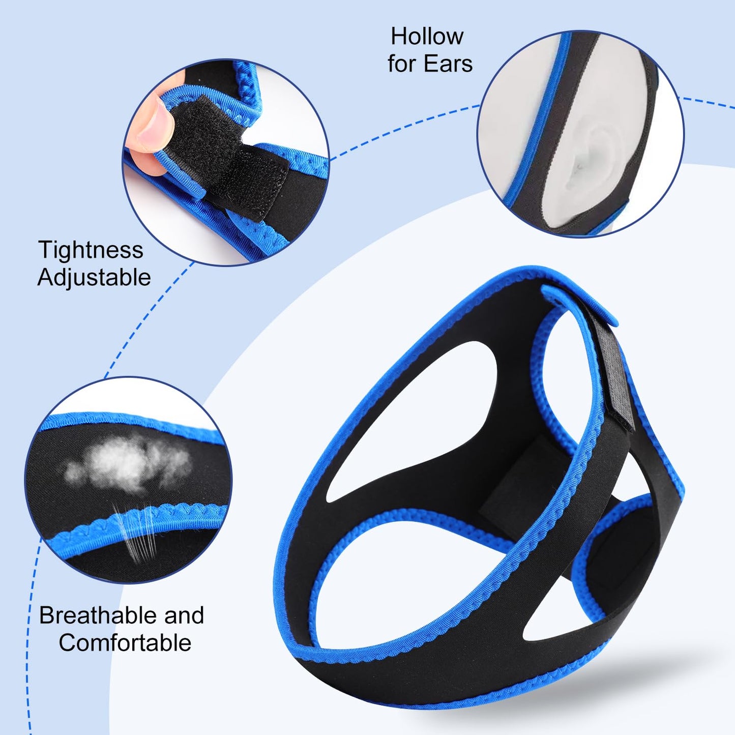 2PCS Veralabs Airflow Jaw Strap, Anti Snoring Devices, Anti Snoring Chin Strap, Adjustable Breathable Chin Strap for Men Women Sleeping, Simple and Effective Stop Snoring Solution with Blindfold