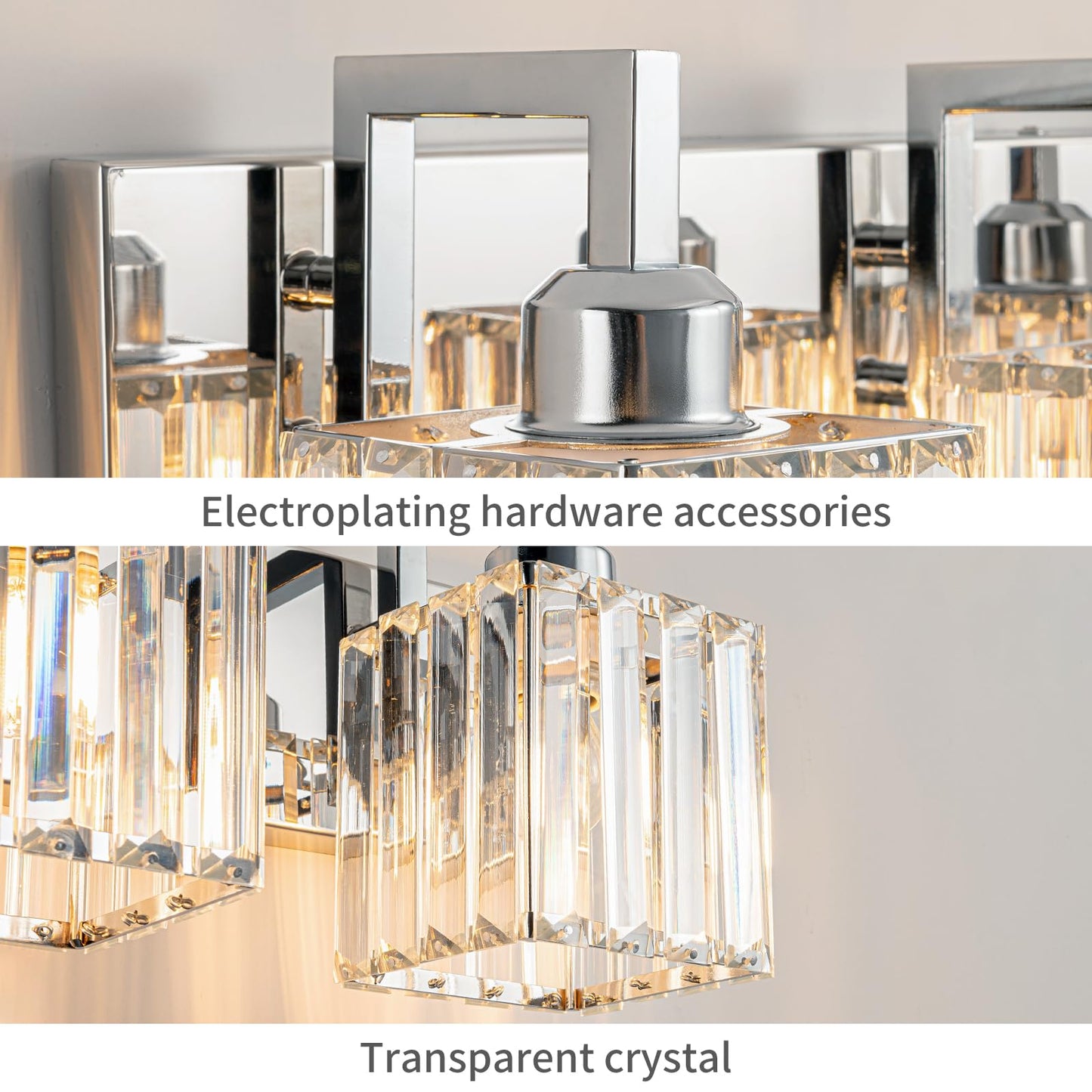 Fdpby 2-Light Modern Bathroom Vanity Light Chrome Crystal Wall Lamp Jw-003