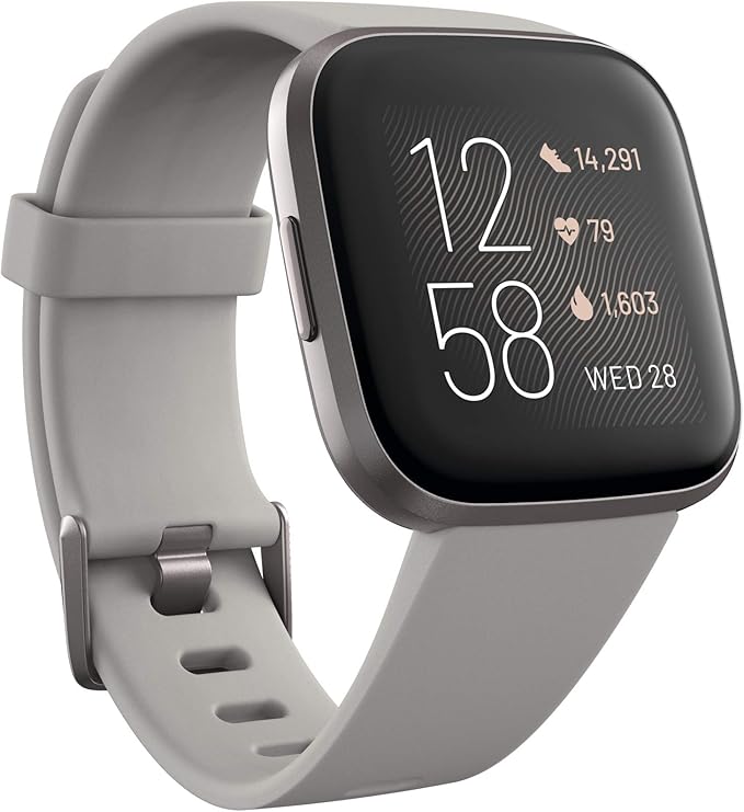 Fitbit Versa 2 Health & Fitness Smartwatch with Heart Rate, Music, Alexa Built-in, Sleep & Swim Tracking, Stone/Mist Grey,...