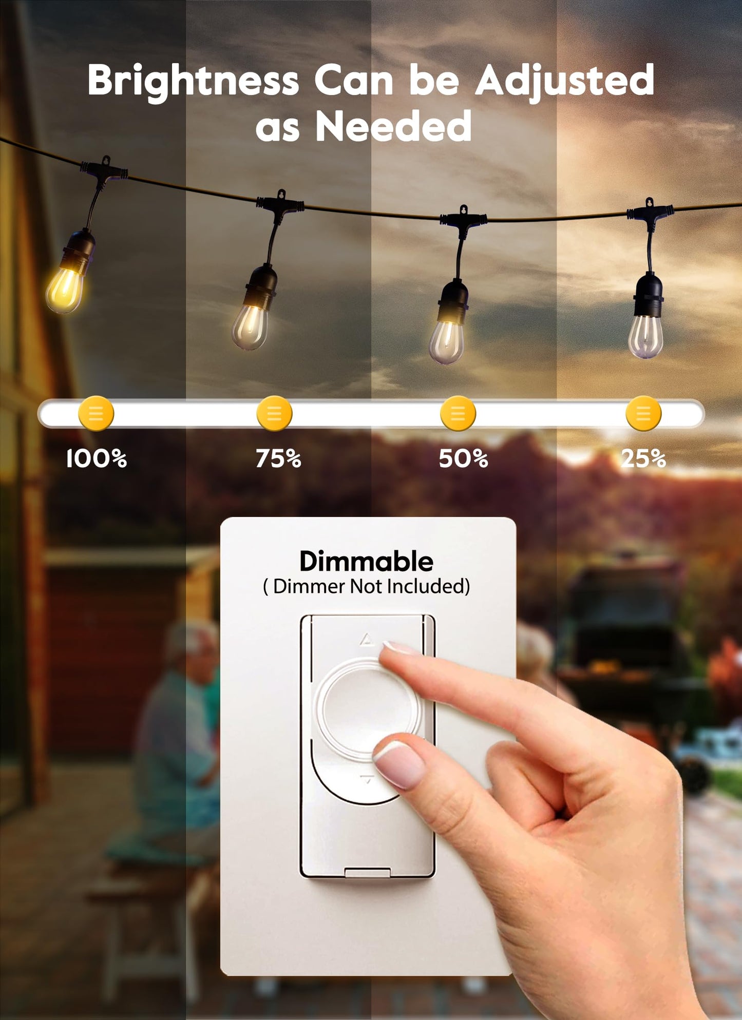 Minetom Led S14 Light Bulbs, 15 Pack, Shatterproof, 11W Equivalent, E26/E27 Base, Warm White, 2700K For Outdoor/Decorative