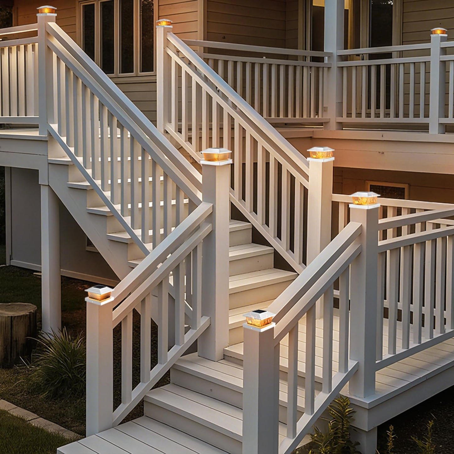 Btfarm 4X4 Solar Flame Post Cap Lights Outdoor  4 Pack Flickering Flame Deck Fence Post Lights  Waterproof Solar Powered Lighting Outside Fit 4X4 3.5X3.5 Wooden/Vinyl For Porch Patio Garden