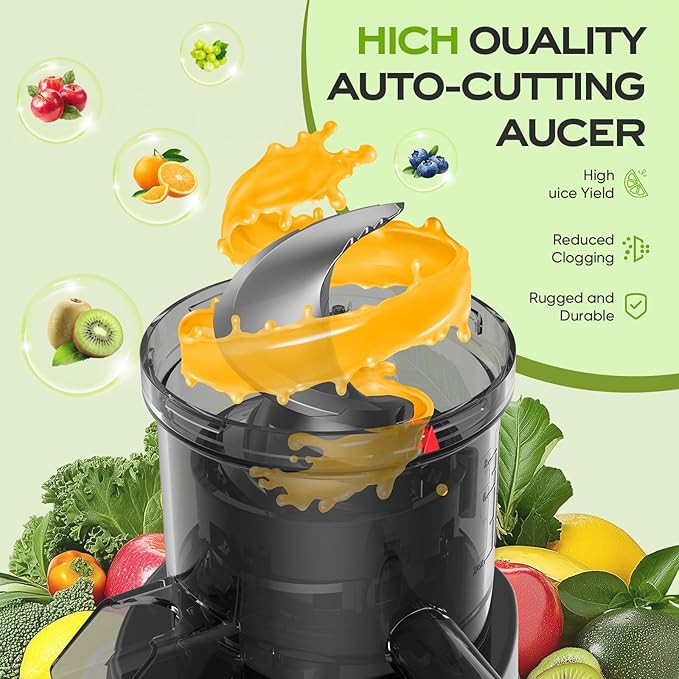 Juicer Machines, Cold Press Juicer Machine for Whole Fruits and Vegetables, 150 Watts Masticating Juicers, High Juice Yield, Juice Extractor Machine