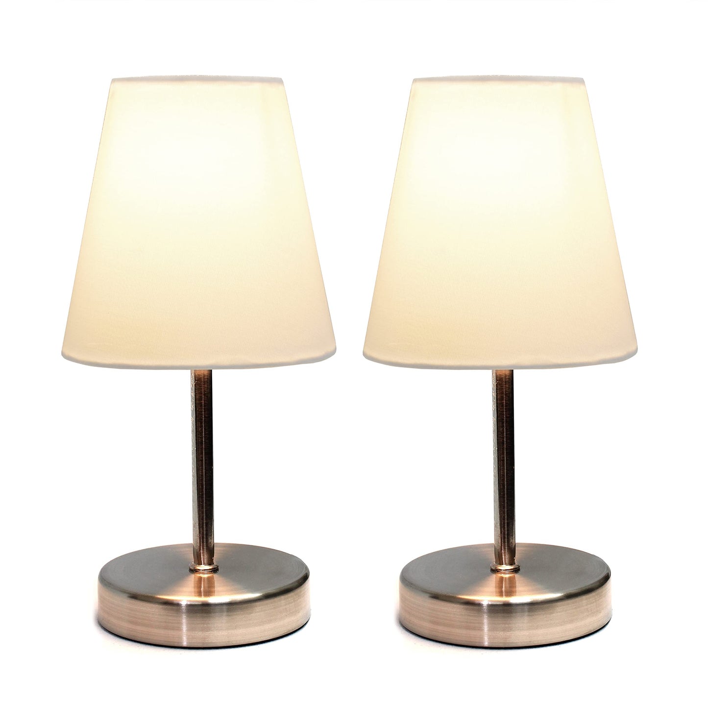 Simple Designs Mini Table Lamp Set, 2 Count, Metal, White, Model LT2013-WHT-2PK