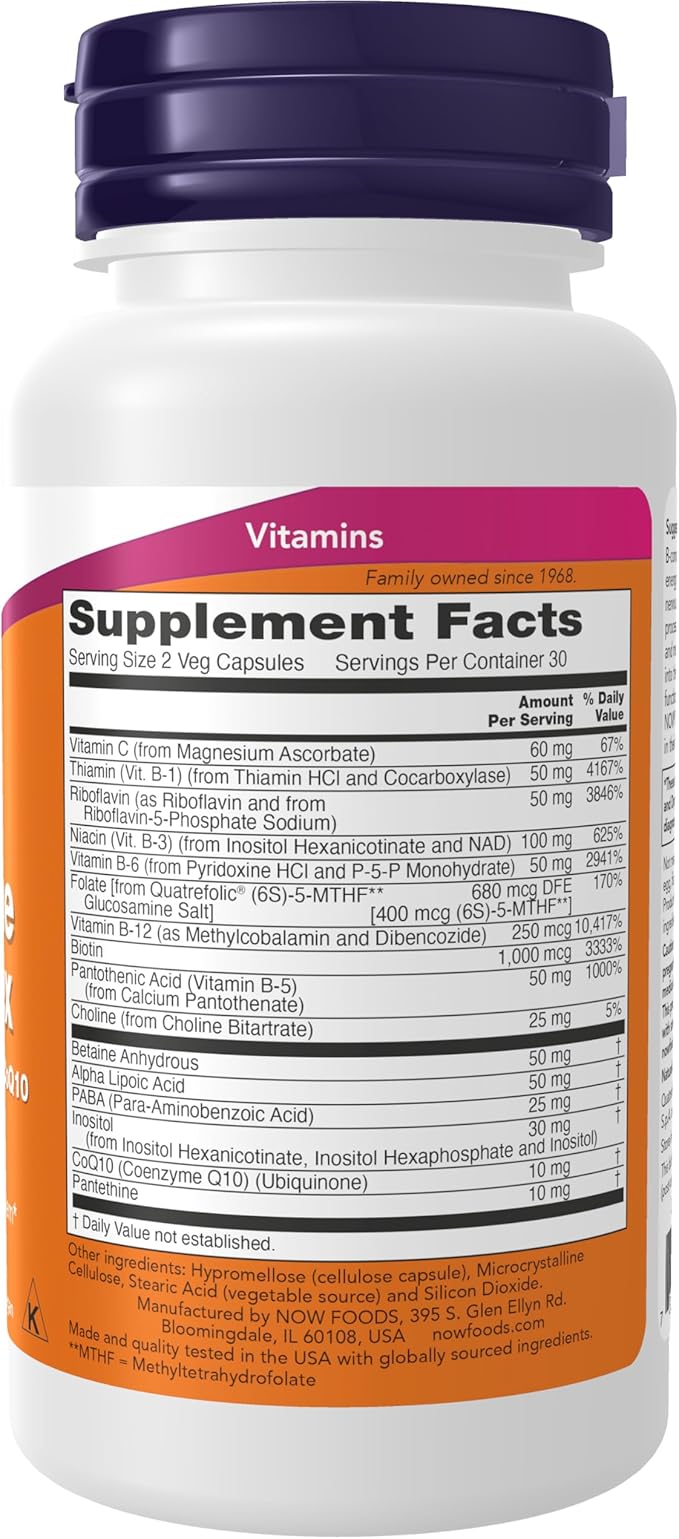 NOW Foods Supplements, Co-Enzyme B Complex with Alpha Lipoic Acid and CoQ10, Nutritional Health, 60 Veg Capsules
