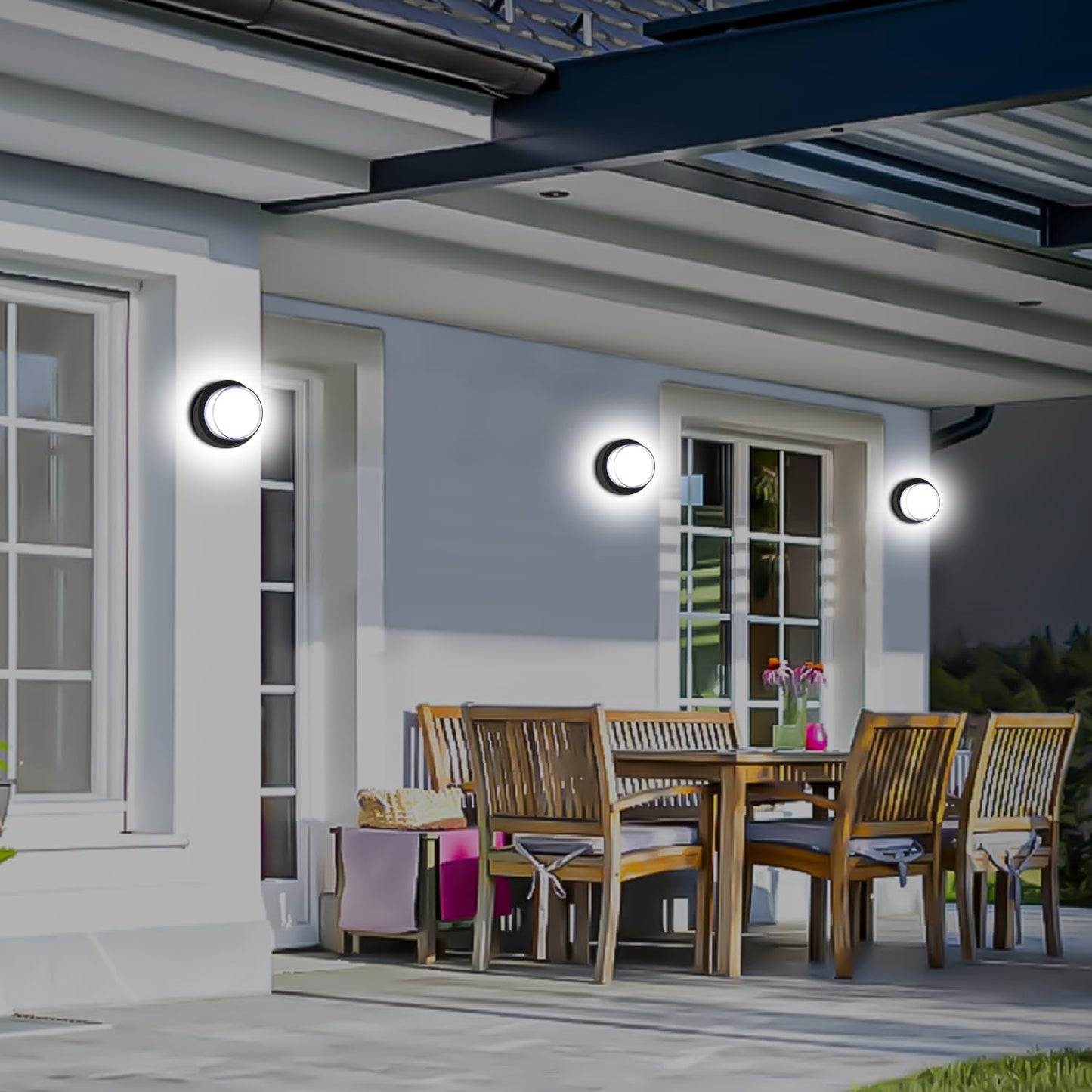 Biritalo Led Porch Lights Outdoor 12W 6500K Led Wall Lighting Double-Layer Cover Aluminum Exterior Light Fixture Wall Mount Ip65 Waterproof For Stairway Garage Patio Bedroom