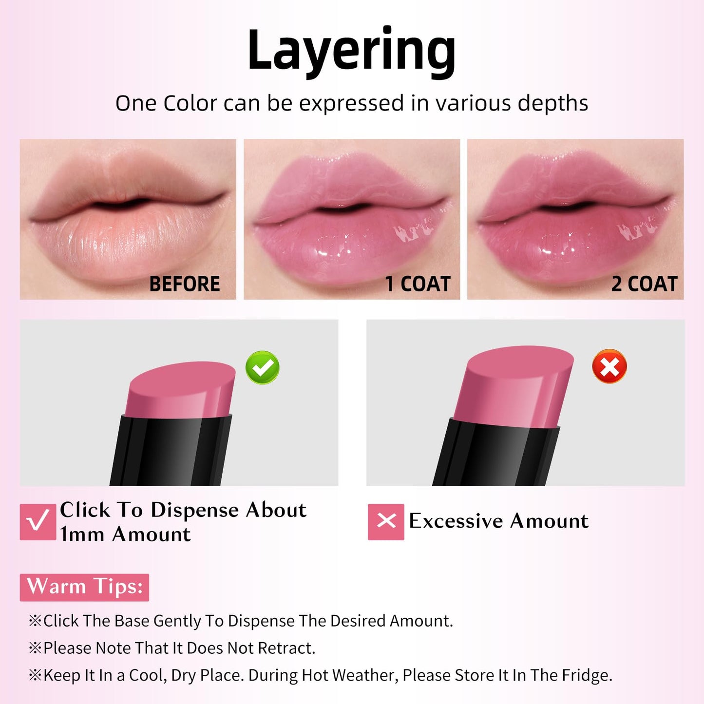 KIMUSE Lip Plumper, Hydrating Korean Lip Gloss, Click Tinted Lip Balm Solid Lipstick for Plumps & Moisturizes, Long-wearing All-