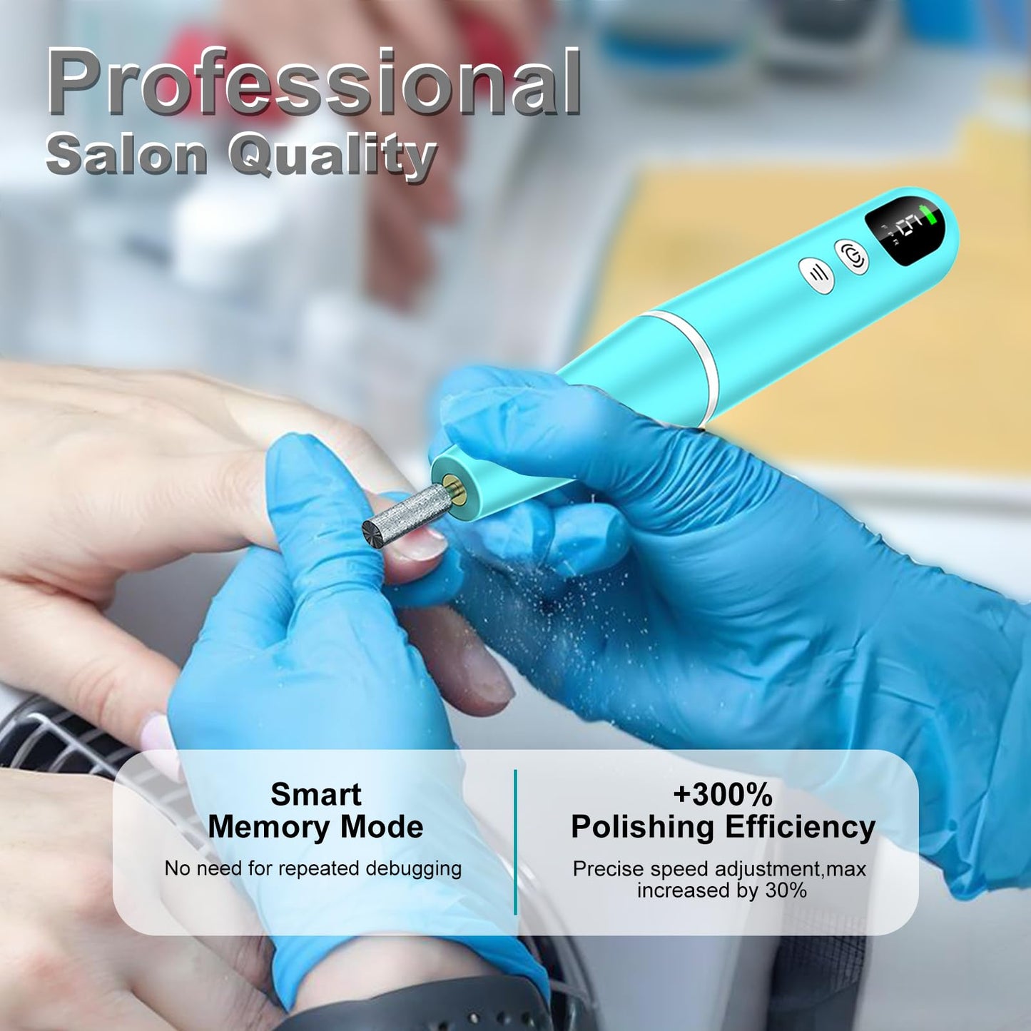 Cordless Electric Nail Drill File kit:Nail File Electric with 9 Speed LED Display for Acrylic Gel Dip Powder Polish,Professional