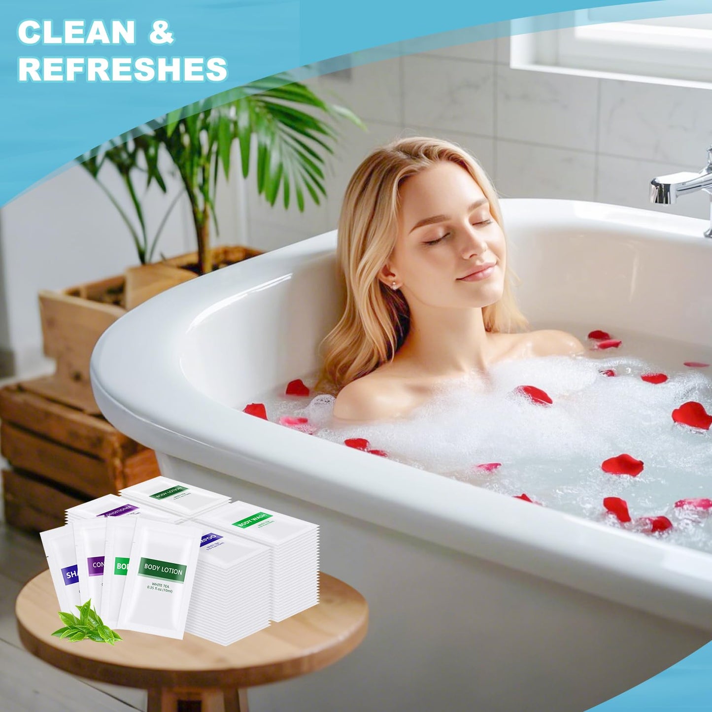 4IN1 Toiletries Bulk Set,Travel Size Toiletries Bulk(60 Pcs) 4-Piece Set: 15pcs Travel Size Body Wash, 15pcs Hotel Shampoo,15pcs