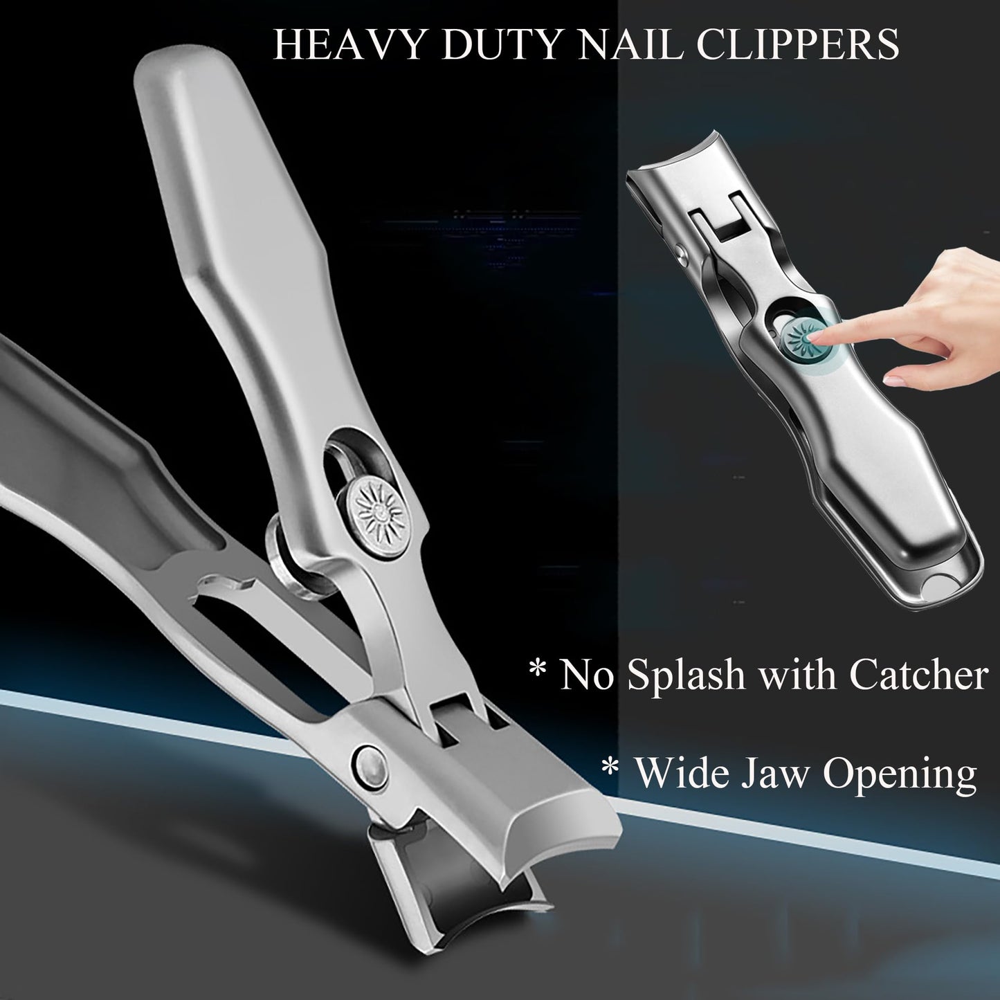 Nail Clippers for Thick Nails, Heavy Duty Toenail Clippers for Seniors Large Wide Jaw Opening and 360 Rotating Nail Clippers (Bl
