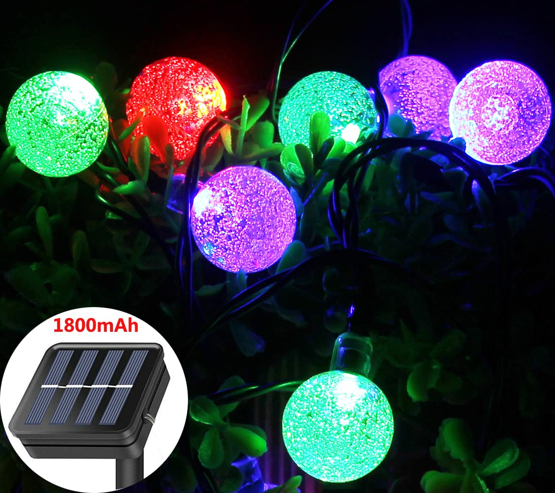 SPLOcolor Solar String Lights, 36FT, 60 LEDs, 8 Modes, Waterproof, Multicolor-60LED, Model S-SC-M-60