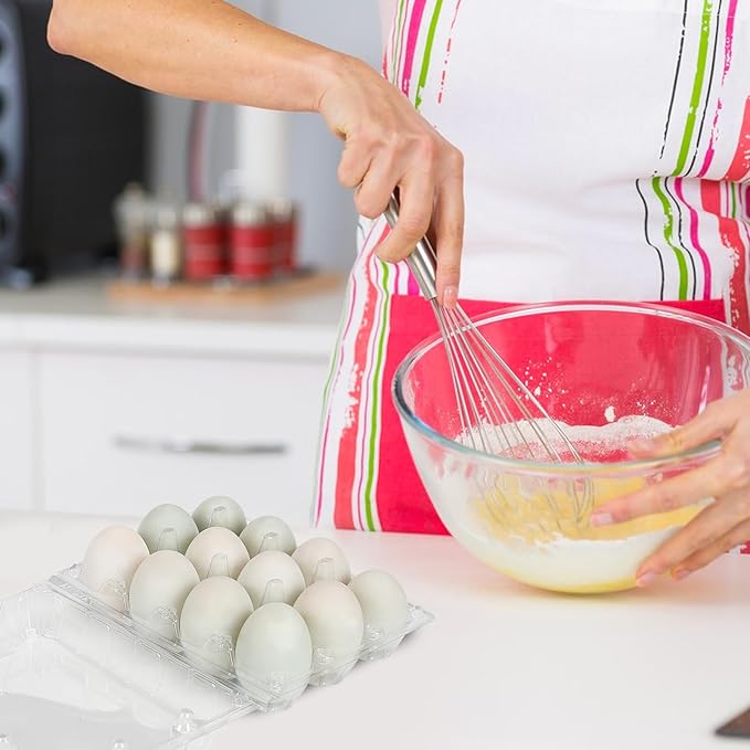 50 Pack Large Plastic Egg Cartons - 1 Dozen Clear Duck Egg Tray - Reusable Egg Storage Holder for Refrigerator, Family Pasture, Duck Farm, Market Display