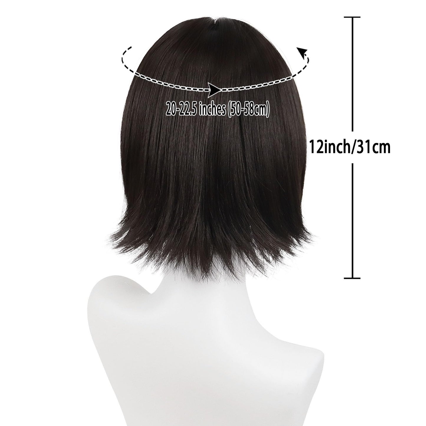 GNIMEGIL Dark Brown Wig Short Straight Hair Mavis Cosplay Wigs for Women Halloween Costume Heat Friendly Synthetic Fiber