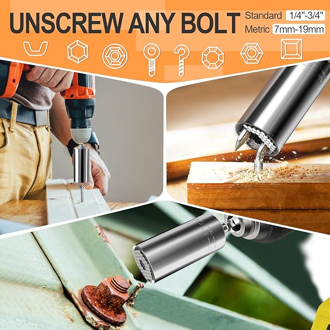 Stocking Stuffers for Men Super Universal Socket Tools Gifts for Men, Grip Set with Power Drill Adapter Cool Stuff Gadgets Present Ideas Gifts for Dad Husband Him Adults Mens Gifts Christmas for Women