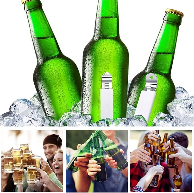 3 Pieces Magnetic Bottle Openers Can Opener Classic Beer Opener Stainless Steel Small Bottle Opener Can Tapper with Magnet for Camping and Traveling HANCELANT (White)