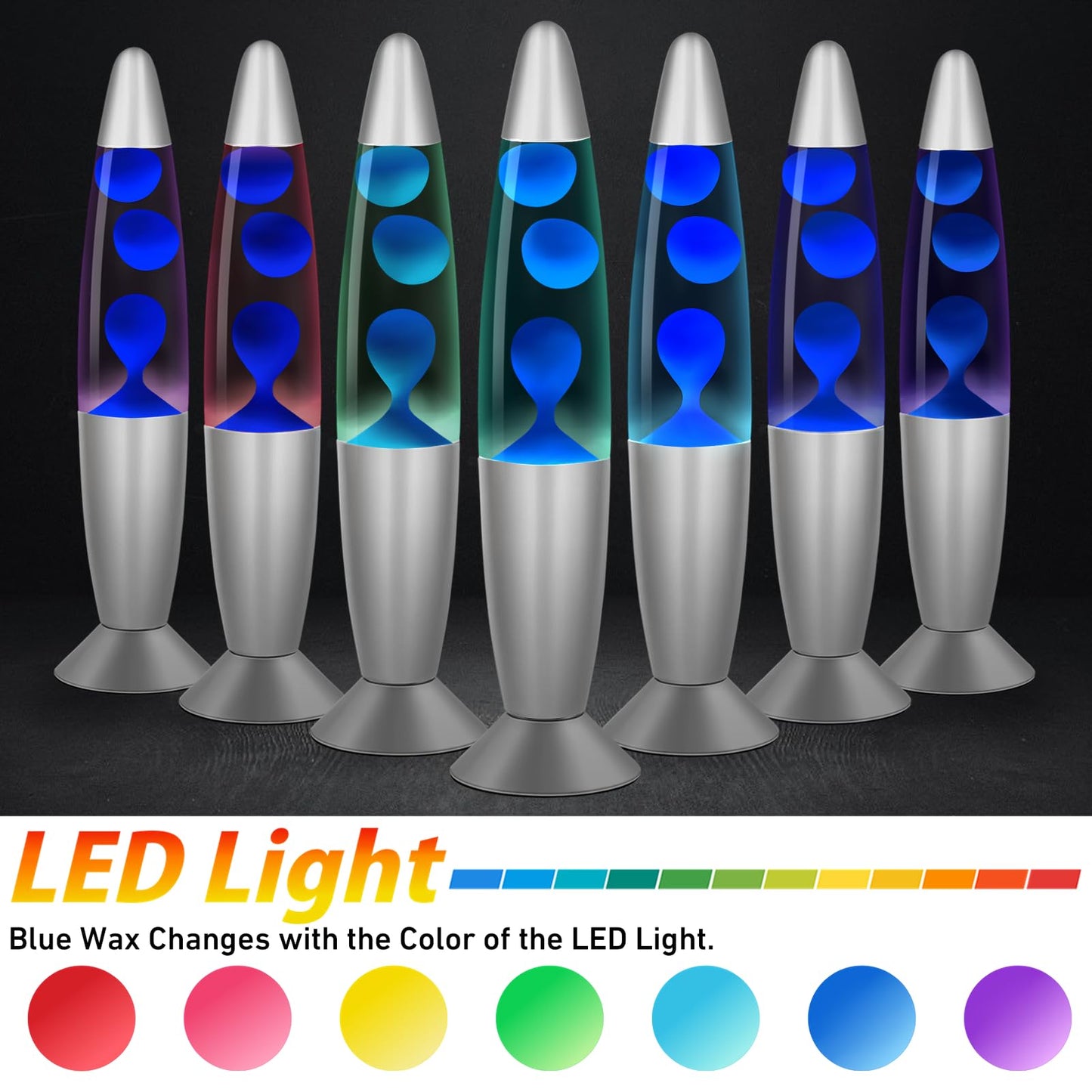 Dalavalampa Color Changing Liquid Motion Lamp, 13in LED, Blue, Small, Model 6122D-01, Night Light for Home D?or