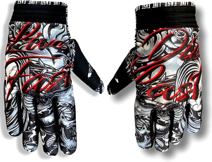 Live Fast Die Last Cholo Motorcycle Gloves - Best Mountain Leather Dirt Bike Moto Riding Motorcycle/Motocross Gloves for M...