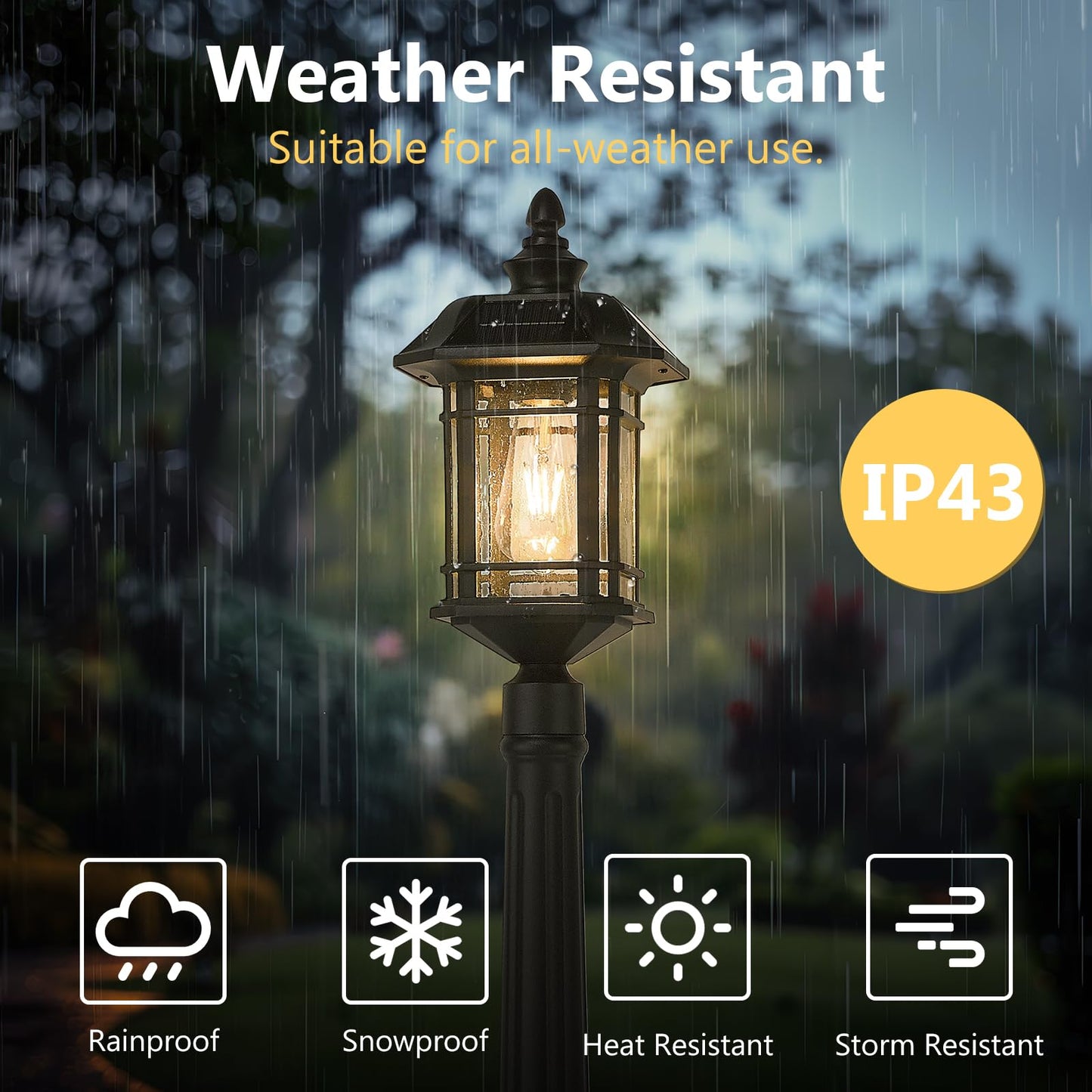 Emliviar 82in Solar Street Lamp, LED Dusk to Dawn Outdoor Light, Aluminum, Waterproof, Remote Control, Model A2202110PL-SL BK
