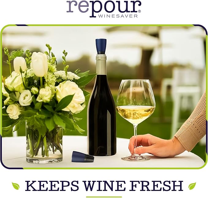 Repour Wine Saver and Stopper - Removes Oxygen, Preserving and Keeping Wine As Fresh As The Day The Bottle Was Opened - Black (72-Pack)