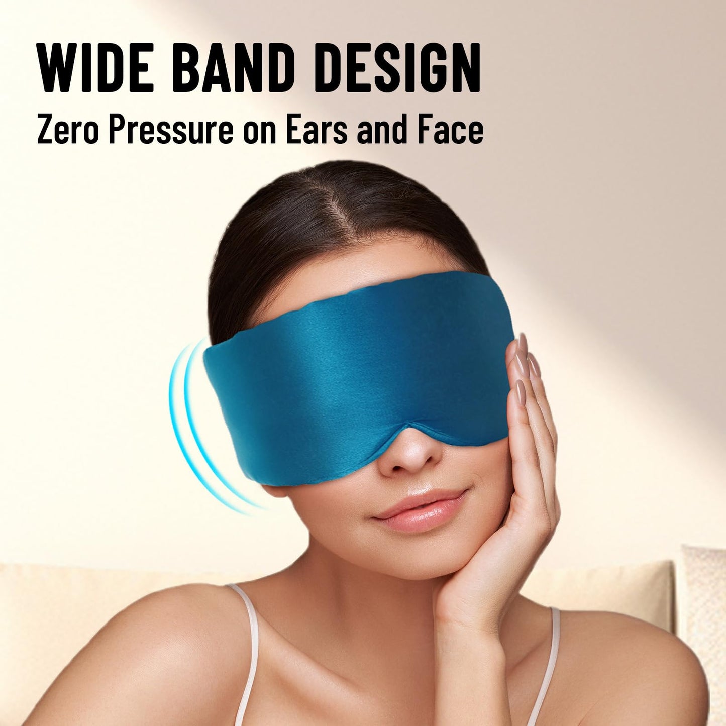 ATreebay 100% Mulberry Silk Sleep Mask, Large Eye Cover for Sleeping, Comfortable and Pressure-Free Sleeping Masks for Women Men, Completely Blackout (Peacock Blue)