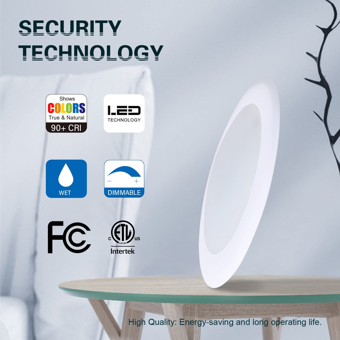TOPELER 15W Dimmable Flush Mount Ceiling Light, 4000K Cool White, Metal, 6 Pack, Model CDR615B-T-W-4K-6