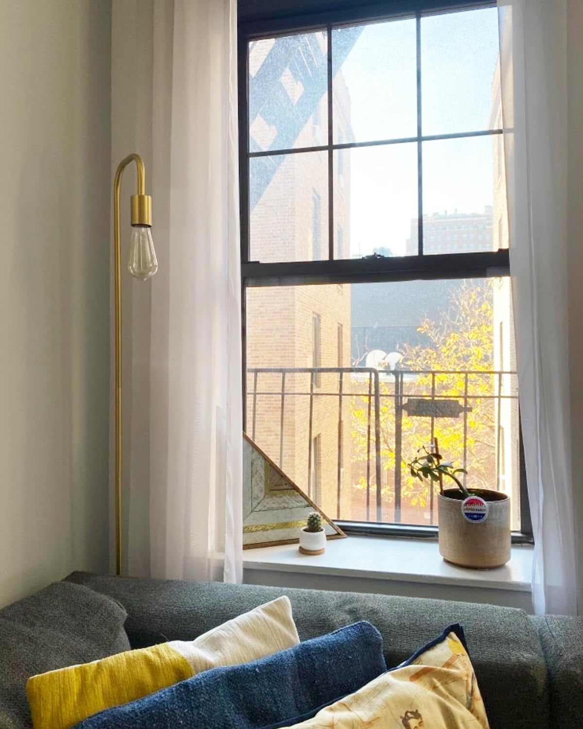 Oneach Industrial Floor Lamp - 63.75 Antique Brass Gold, Minimalist Design For Living Room, Bedroom, Office - Model Amz-F2016-Gl