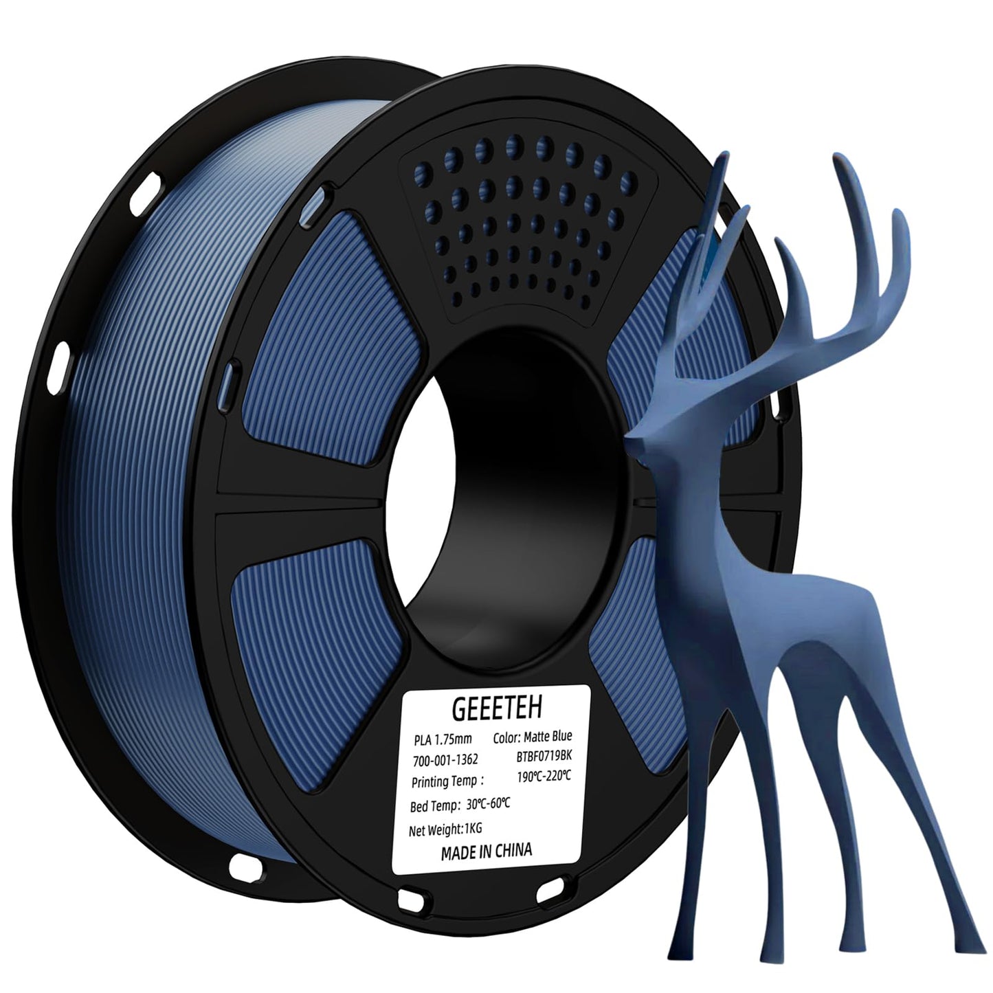 GEEETECH Matte PLA Filament 1.75mm Blue, 3D Printer Filament Dimensional Accuracy +/- 0.02mm, No Clogging, Higher Toughness, 1kg