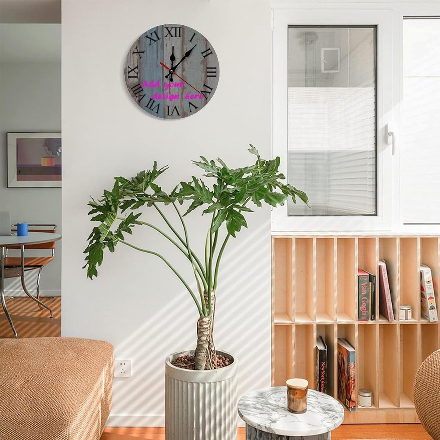 Custom Wall Clock,Personalized Wood Clock add Your Photo/Text,Customizable Silent Round Decoration for Kitchen Bathroom 10inch style5