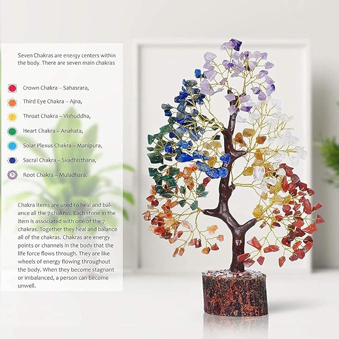 YATSKIA 7 Chakra Tree of Life - Crystals and Healing Stones | Birthday Gifts for Women | Crystal Tree for Positive Energy | Home Office Decor | Spiritual Gifts for Women