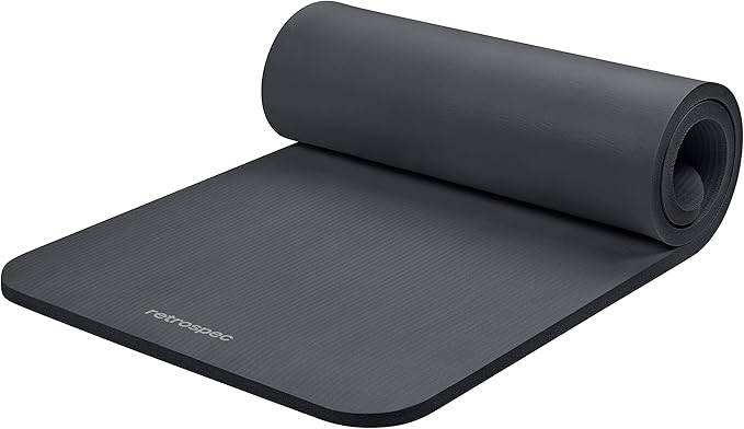 Retrospec Solana Yoga Mat 1" Thick w/Nylon Strap for Men & Women - Non Slip Exercise Mat for Home Yoga, Pilates, Stretchin...
