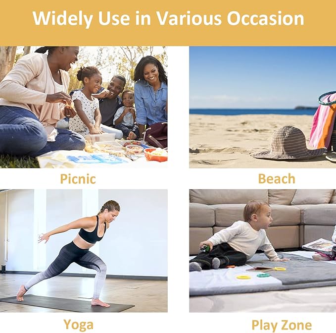 QWXNRG Outdoor Picnic Blanket, Foldable Waterproof Sand Mat, Extra Large Picnic Blanket 80" x 80" for Beach Camping Hiking Travel Outdoor Family Concerts - Red Striped