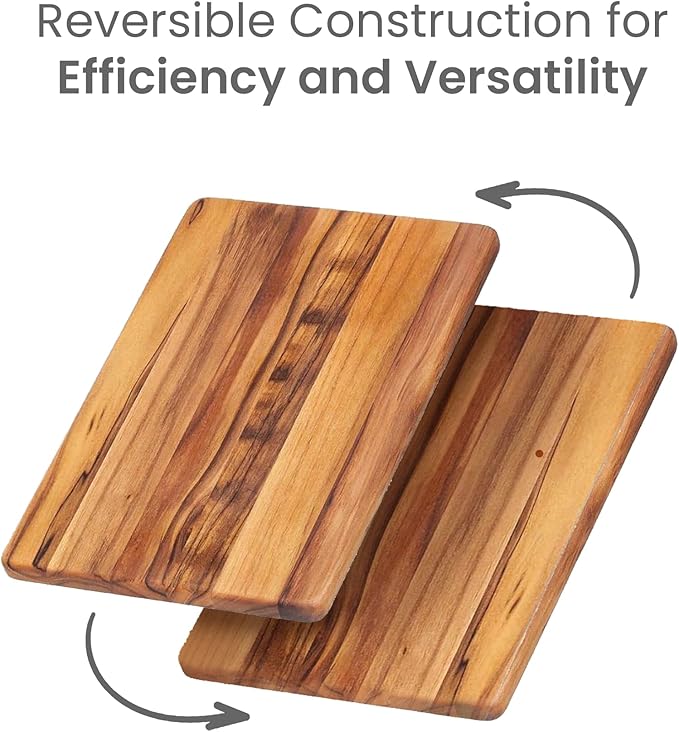 Teakhaus Teak Wood Cutting Board Set of 2 - Small and Large Teak Cutting Boards - Holiday Gift Ideas for Men and Women - Gift-Ready, Reversible, Edge Grain, Knife Friendly - FSC Certified