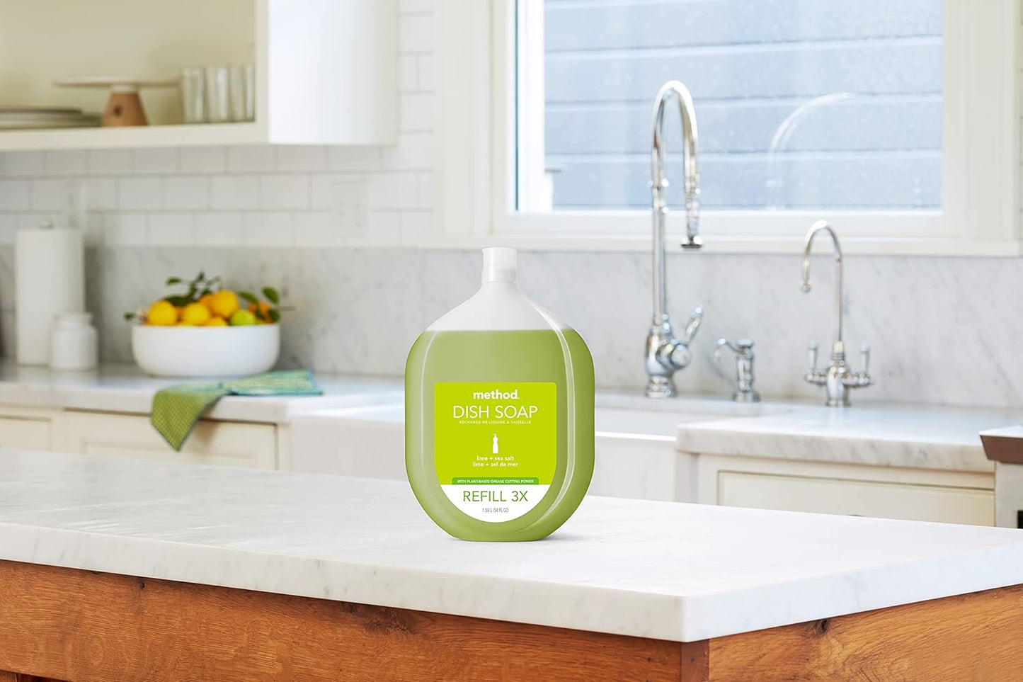 Method Gel Dish Soap Refill, Lime + Sea Salt Scent, Powerful Cleaning Formula, Large Refill Tub, Biodegradable Formula, Cuts Through Grease, 54 Fl Oz (Pack of 4)