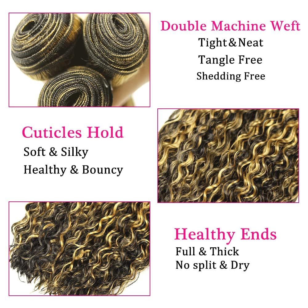 Lagalaga Bundles Human Hair 14 16 18 Inch Jerry Curly Chocolate Brown P1B/27 Human Hair Bundles Unprocessed Brazilian Virgin Hai