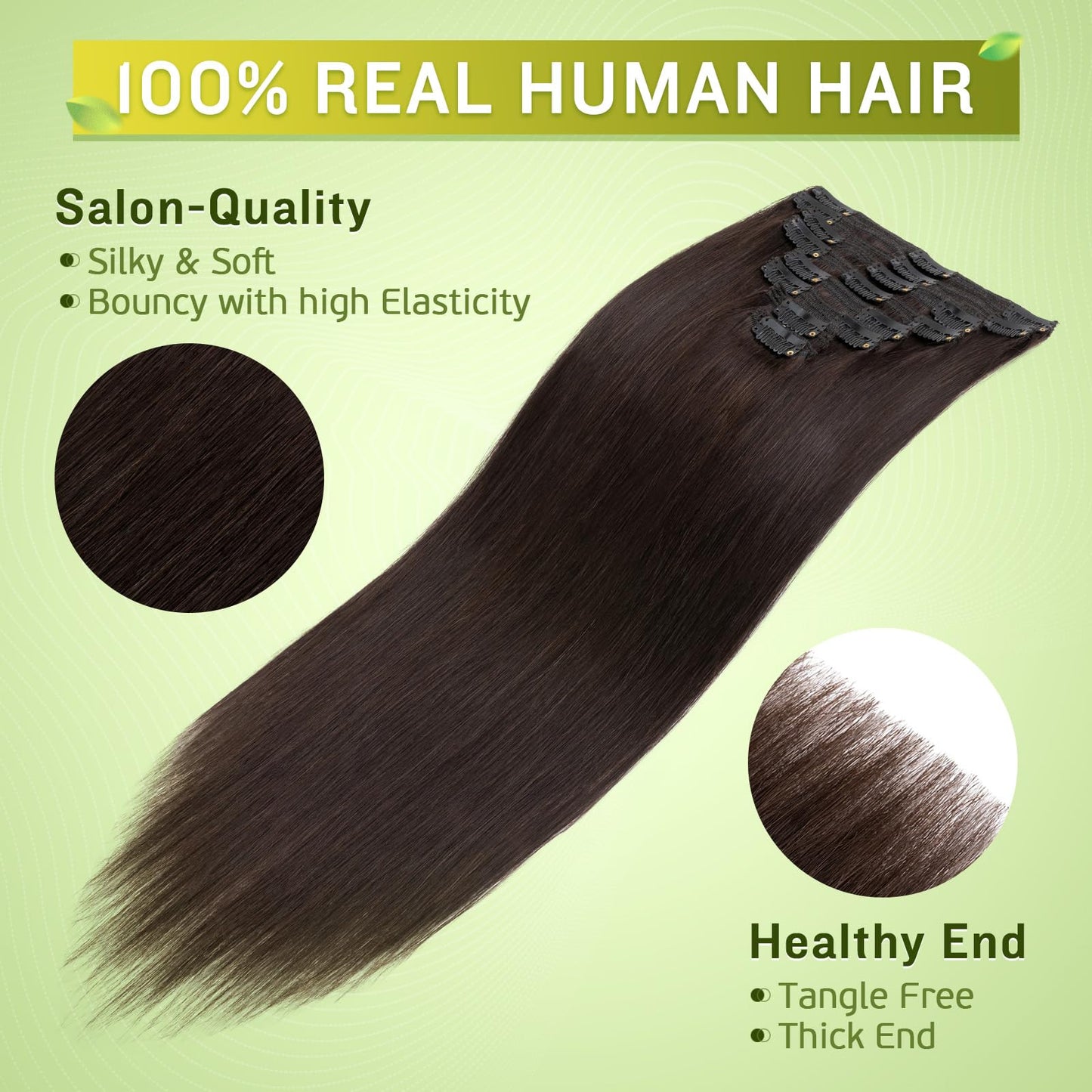 MY-LADY Double Weft 100% Remy Human Hair Clip in Extensions #2 Dark Brown 10''-22'' Grade 7A Quality Full Head Thick Thickened L