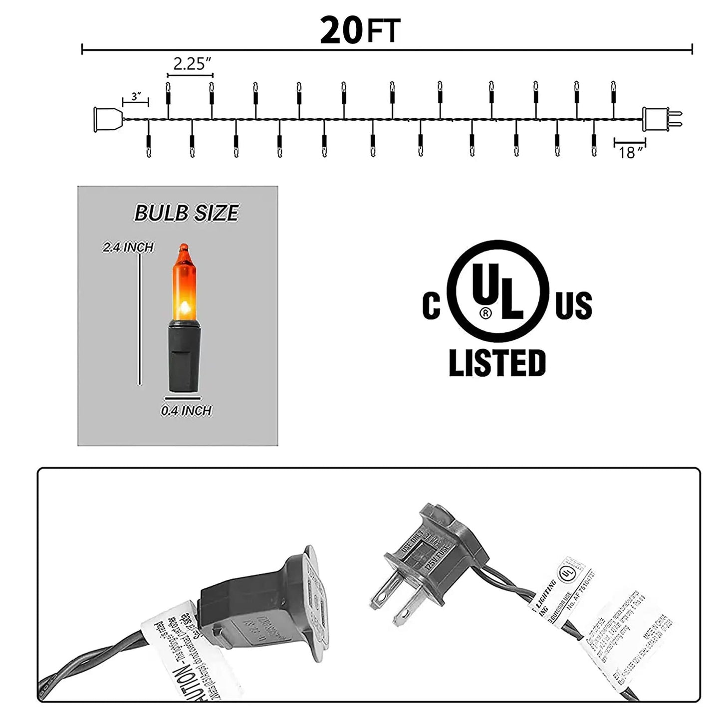 Dazzle Bright Halloween String Lights, 200 Count, 40FT, Waterproof, Orange, Model ZF-100-2/SB, Indoor/Outdoor Decorations