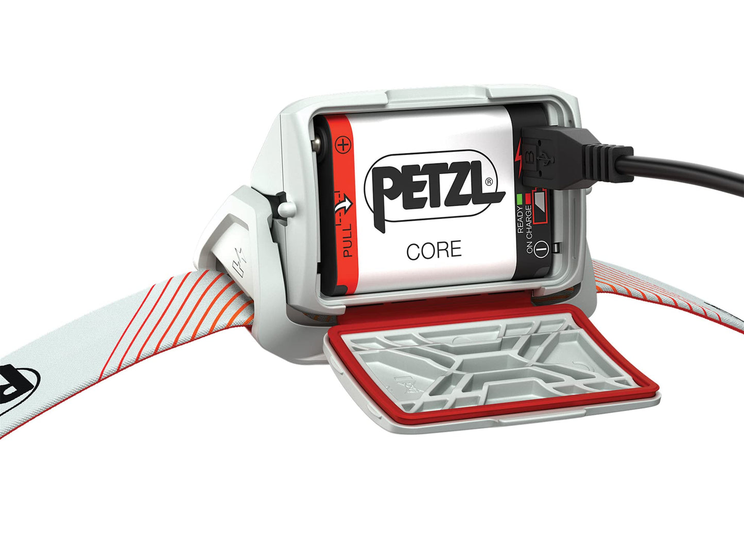 PETZL ACTIK CORE Headlamp - 600 Lumen Rechargeable Light with Red Lighting - One Size - Red - Model E065AA03