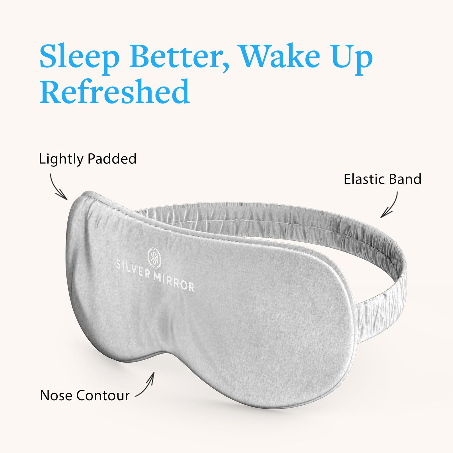 Silver Mirror Sleep Mask, 100% Silk, Pure Mulberry Silk, Light Blocking Eye Mask with Elastic Strap for Sleep & Travel, Ultra Soft, No Pressure, Reduce Puffy Eyes, Machine Washable