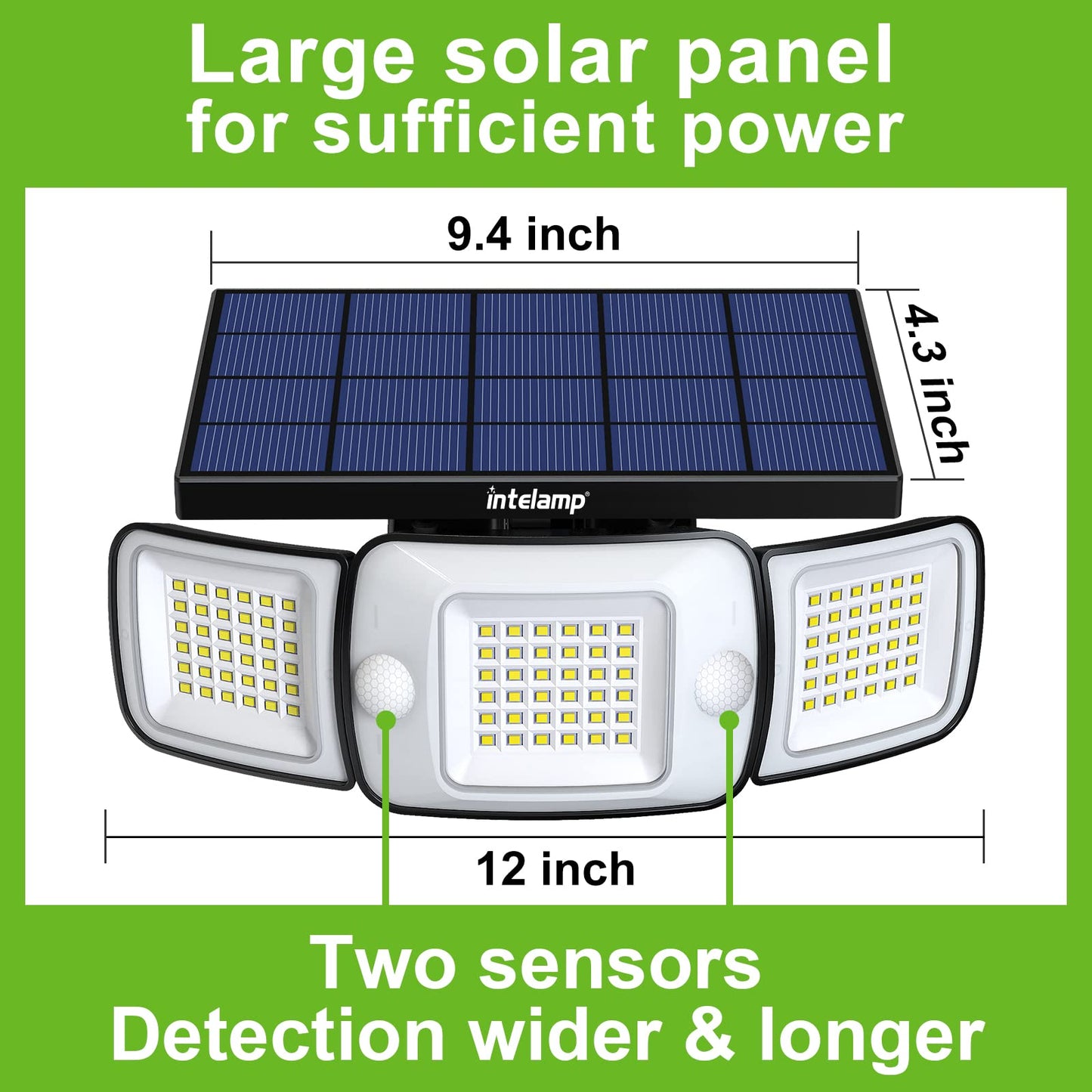 Intelamp Motion Sensor Flood Lights - 2 Pack, 1200Lm, Black, Adjustable 3 Mode Security Lights For Patio, Garage, Porch