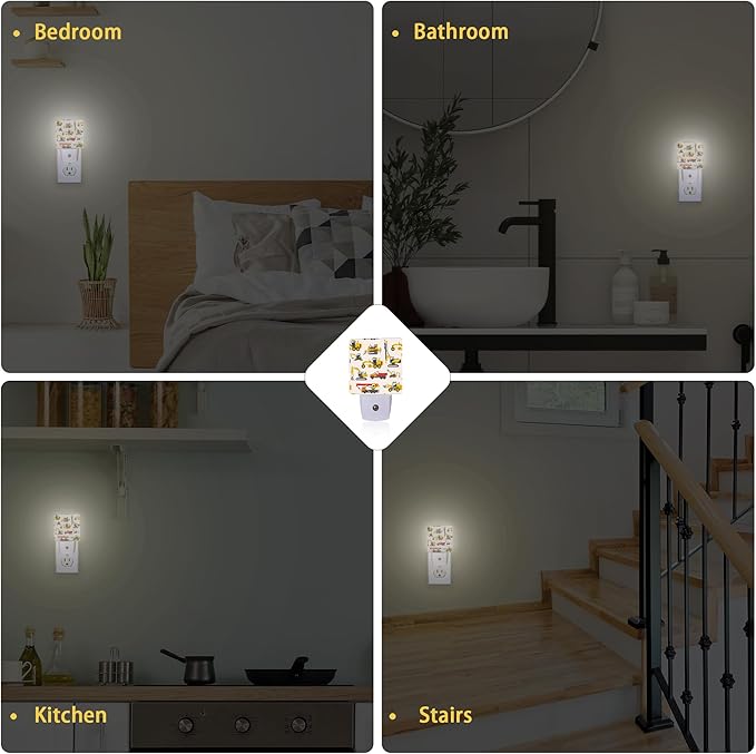 Tractor Night Light, Construction Machines Night Lights Plug Into Wall with Dusk to Dawn Sensor Wall Lamp, Nightlights for Bedroom, Bathroom, Hallway, Kitchen, Gifts Ideal for Girls Women