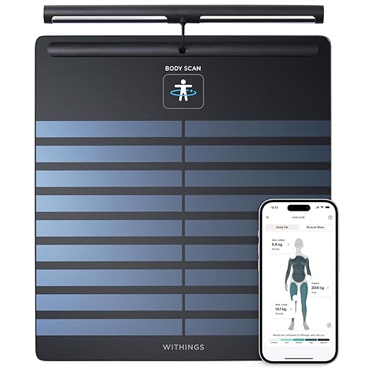 WITHINGS Body Scan - Connected WiFi Scale to Improve Your Health, BIA Personal Scale, Body Composition Analysis, Body Fat,...