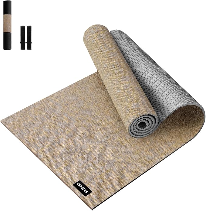 HAPBEAR Extra Large Yoga Mat (84''x30'') - 1/4'' Thick Durable Natural Linen, Non-Slip & Tear-Resistant - Perfect for Home...
