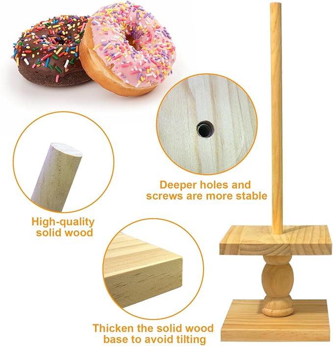 2 Pcs Donut Stand Wooden Square Doughnut Stand Bagel Stand Donut Display Tower for Dessert Table Doughnut Holders for Party Donut Display Stand for Birthday Banquet (Wooden)
