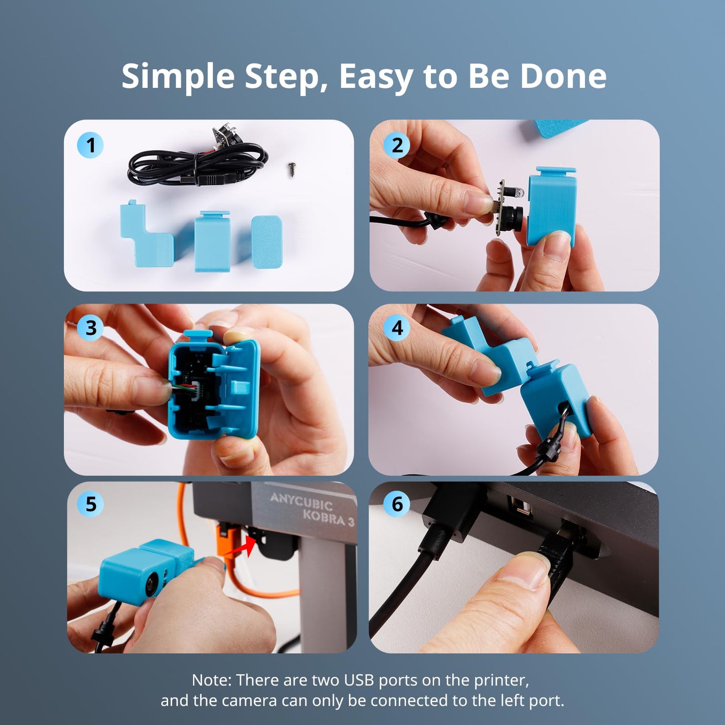 Anycubic Kobra 3 3D Printer Camera, Real-Time and Remote Monitoring, Ultra Clear Resolution, Easy to Assemble and DIY Frame, Compatible with Kobra 3/ Kobra 2 Pro/Plus/Max/Klipper Printer/Computer