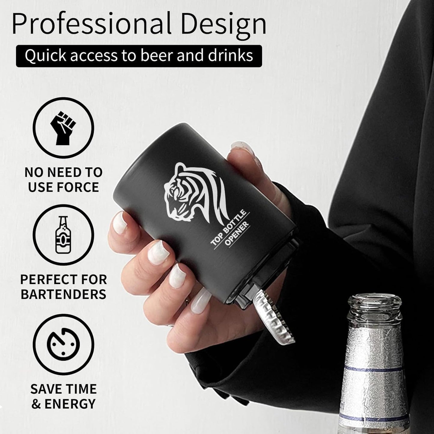 Beer Bottle Opener 2PCS Push Down Bottle Opener, Automatic Beer Openers, Stainless Steel Bottle Cap Mover Magnetic Corkscrew, Beer Bar Accessories Gifts for Him BF,Can Openers for Home Picnic Camping