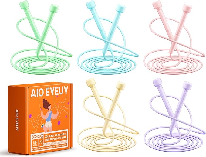5 Pack Adjustable Jump Rope for Fitness and Exercise,Lightweight PVC Skipping Rope for Men,Women and Kids-Tangle-Free for ...