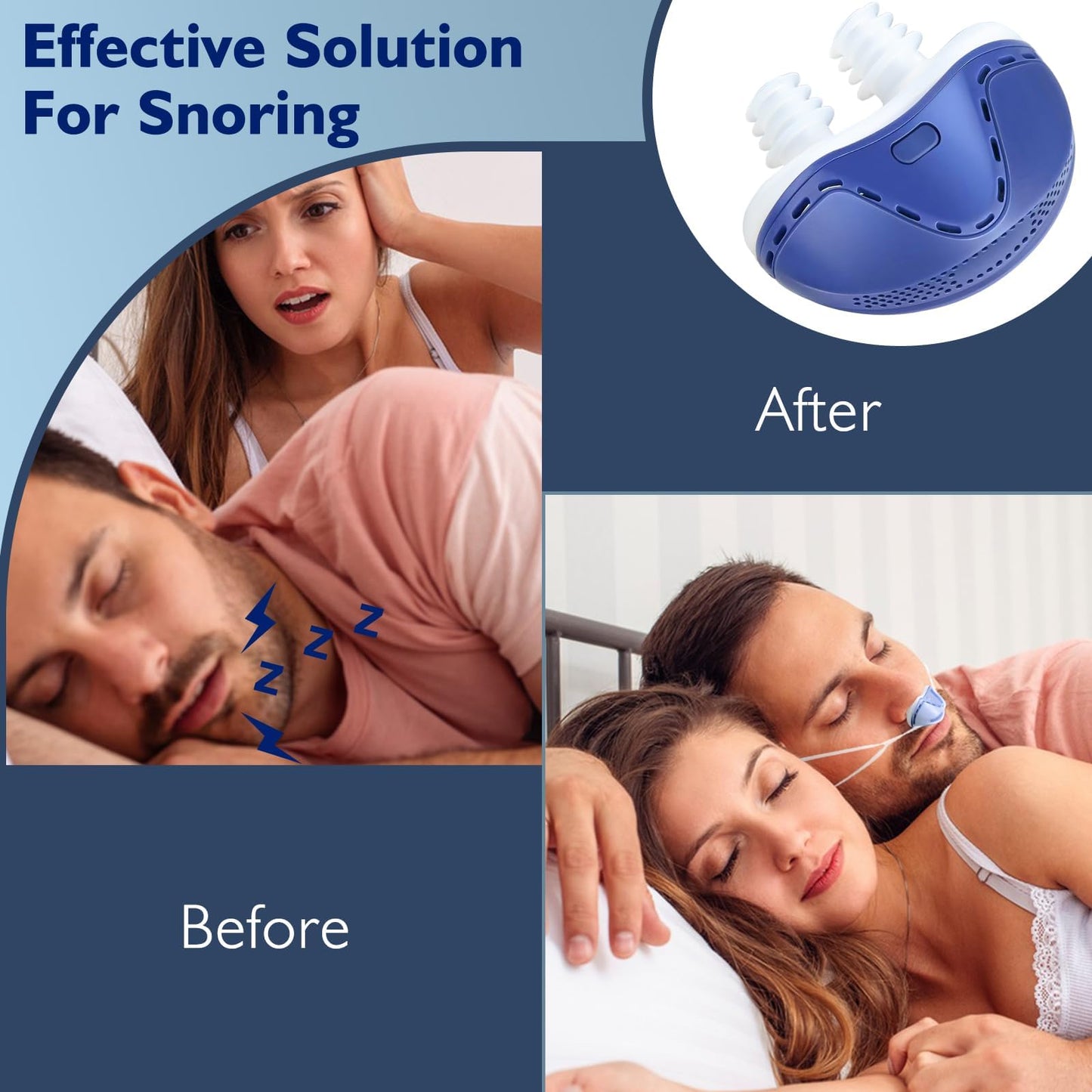 Anti Snoring Devices, Double Vortex Anti Snoring Device, Snoring Solution, Adjustable Wind Speed, Suitable for All Nose Shapes, Stop Snoring Suitable for Men and Women, Blue-GHS SA7