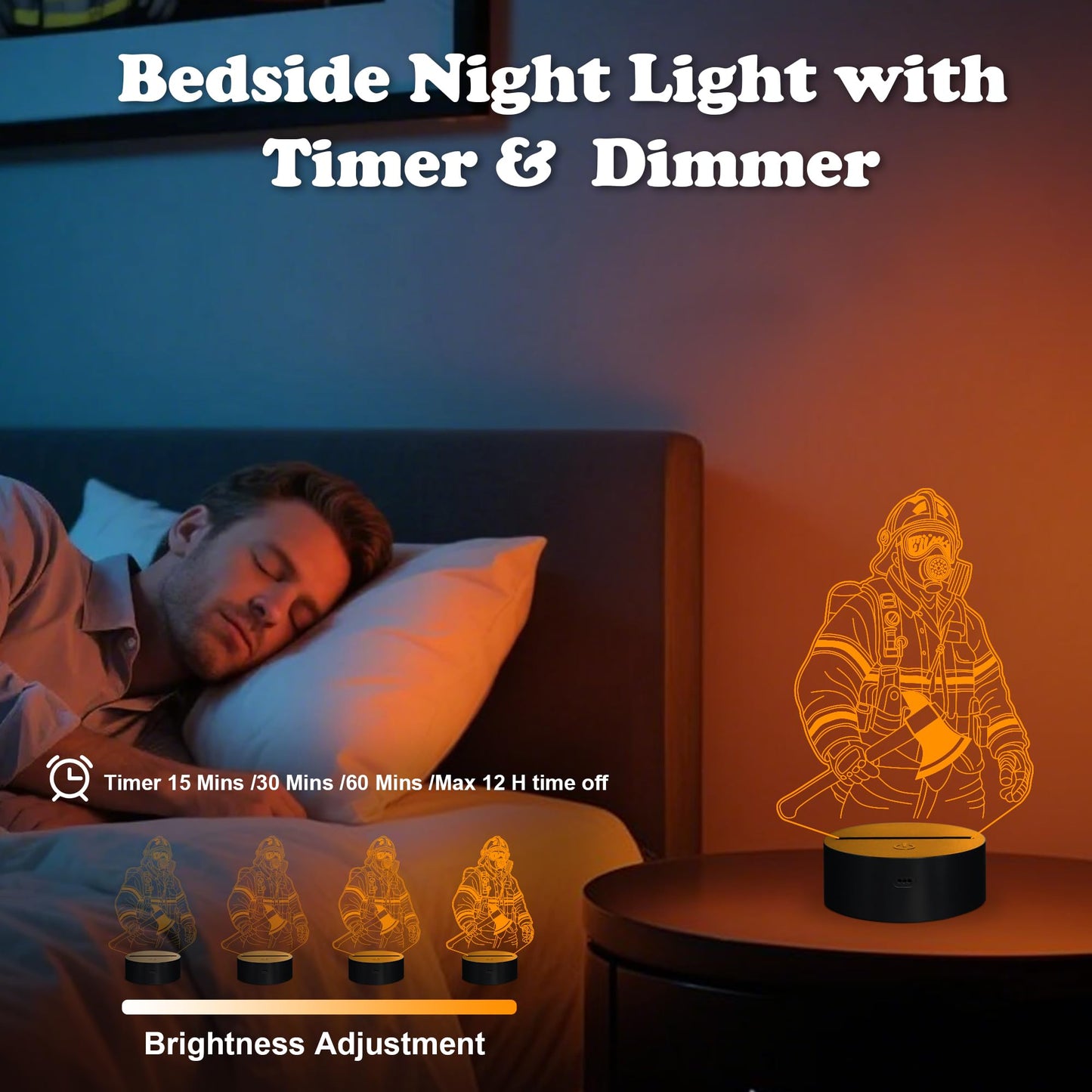 Anywin Firefighter Gifts For Men Firemen Night Light Fire Fighter Gift With 16 Colors Changing & Timer & Dimmer  Creative Gifts For Birthday  FatherS Day  Graduation  Thank You  Xmas For Firefighter