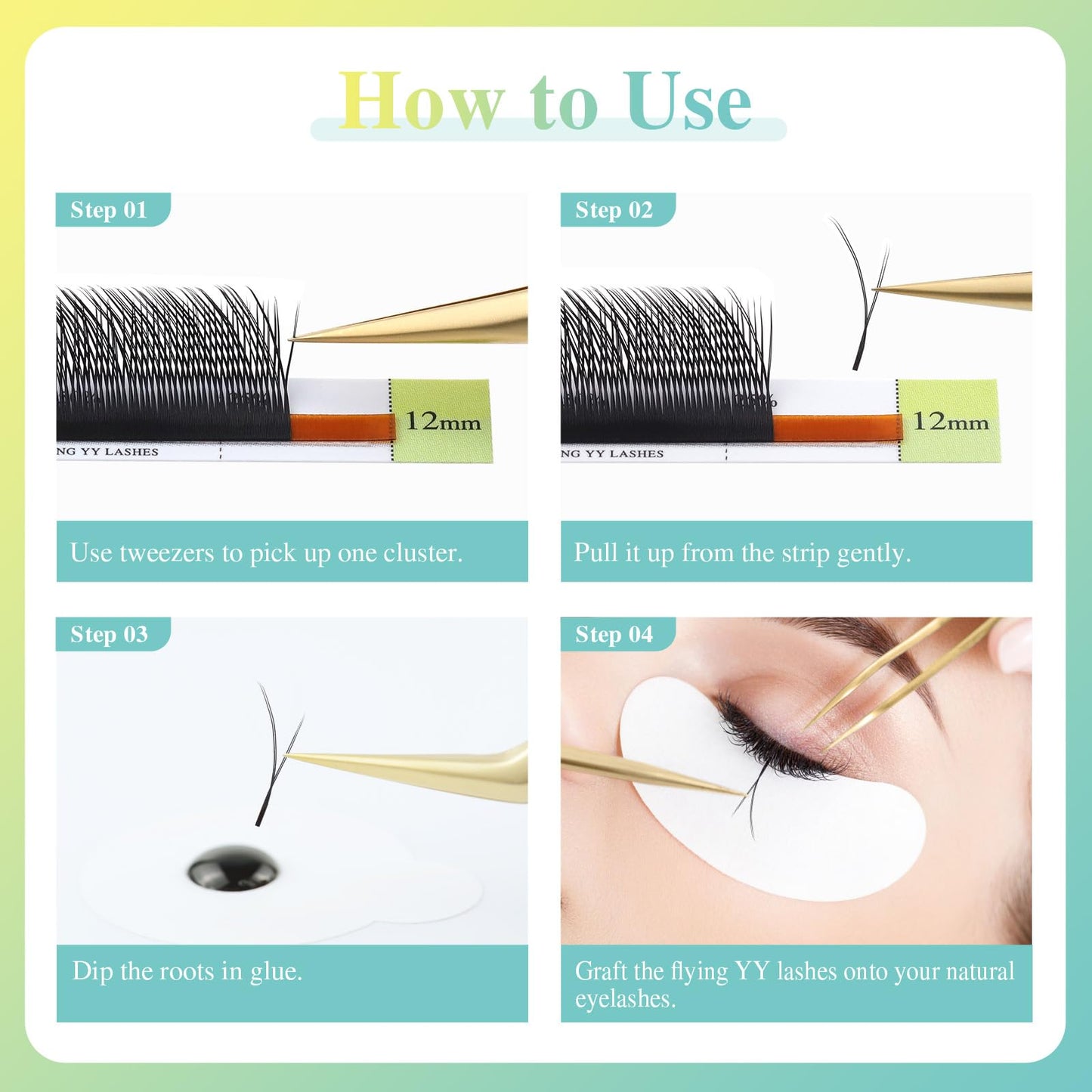 NAGARAKU Flying YY Eyelash Extensions Supplies y lash 0.07mm C curl 12mm Premade Fans 4D Russian Volume Y Shape Faux Mink Matte