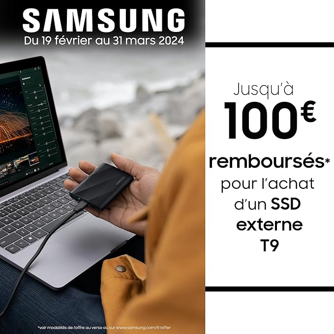 Samsung T9 Portable SSD 2TB, Up to 2,000MB/s, USB 3.2 Gen 2x2 External Solid State Drive, Up to 3 m Drop Resistant, for Creative Professionals, Youtubers, Content Creators, Mac Compatible, MU-PG2T0B