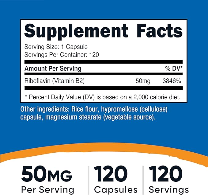 Nutricost R-5-P (Riboflavin-5-Phosphate) (Vitamin B2) 50 MG, 120 Capsules - Vegan, GMO-Free
